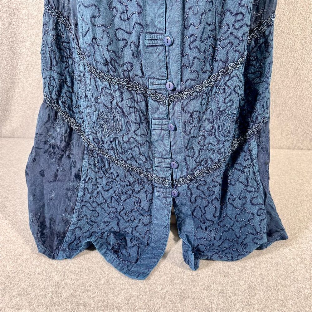 Naqui New York Blue Embroidered Boho Maxi Skirt Size M - Picture 3 of 11